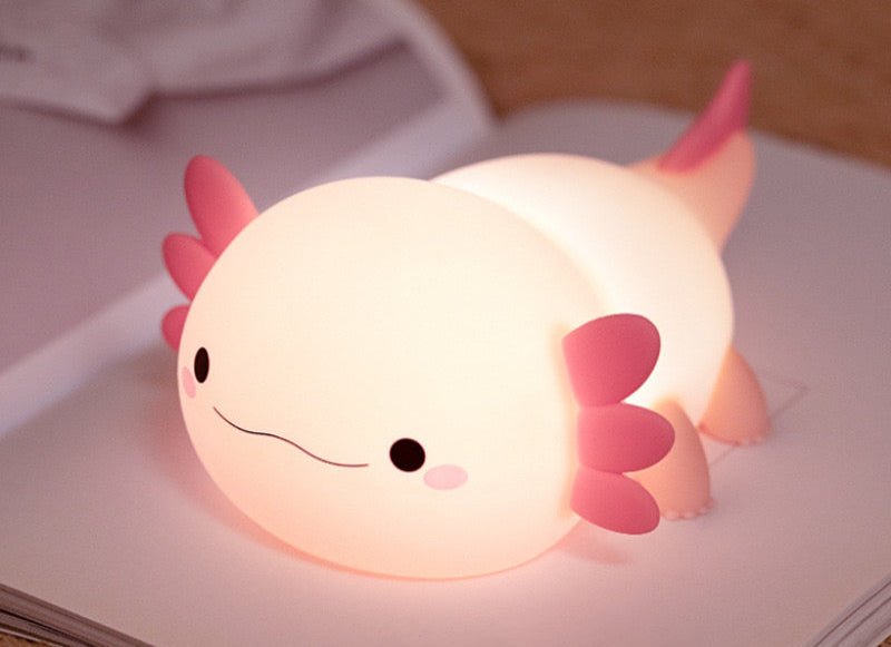 Pink Axolotl Bedside lamp - Tap-Controlled Glow for Kids' Rooms & Cozy Nights - New Ye shop