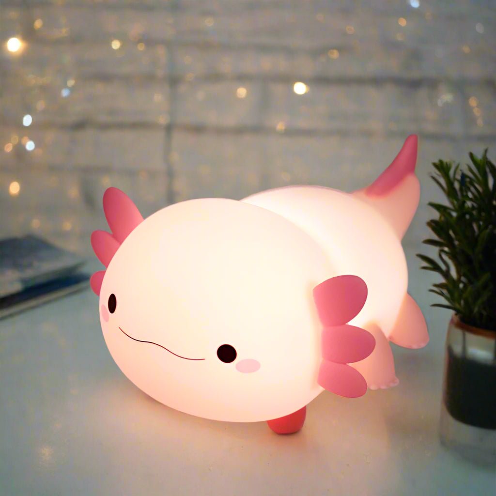 Pink Axolotl Bedside lamp - Tap-Controlled Glow for Kids' Rooms & Cozy Nights - New Ye shop