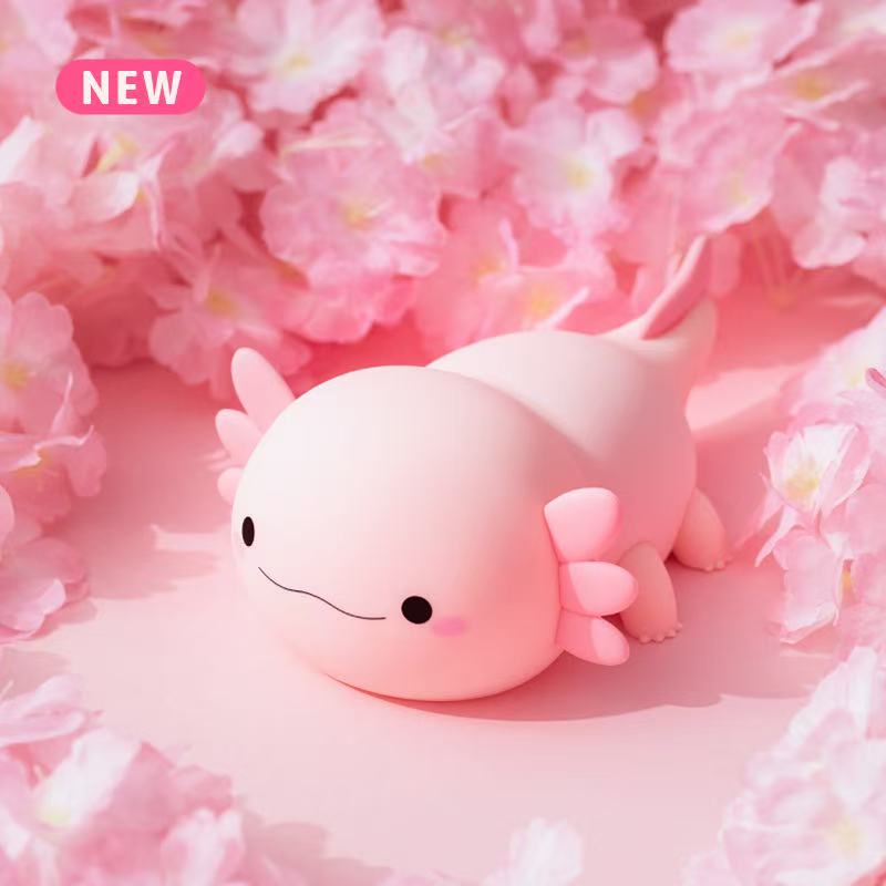 Pink Axolotl Bedside lamp - Tap-Controlled Glow for Kids' Rooms & Cozy Nights - New Ye shop