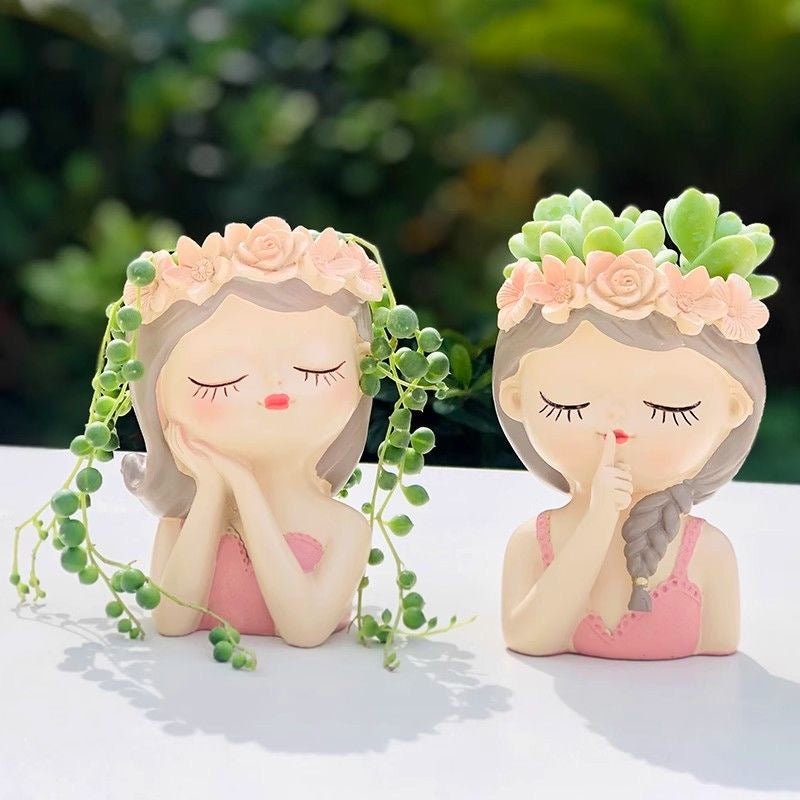 Two Lucky Lady Charms Planters - handmade planter, Unique Decor for Stylish Living Rooms, Studies, and Workspaces. 