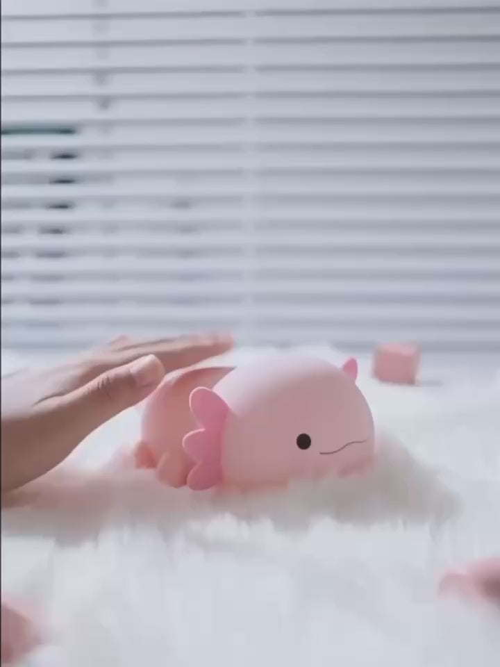 Pink Axolotl Bedside lamp - Tap-Controlled Glow for Kids' Rooms & Cozy Nights